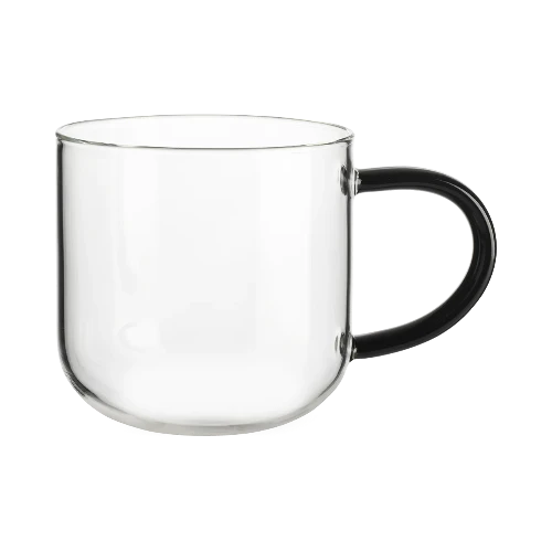 Coppa Glass Mug Black Handle 0.4 L