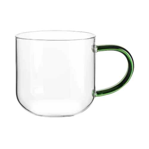 Coppa Glass Mug Green Handle 0.4 L