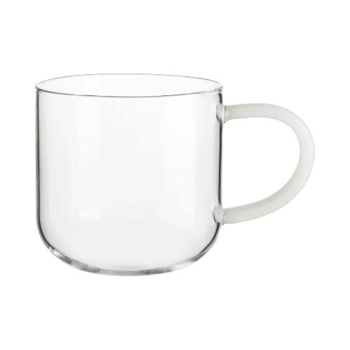 Coppa Glass Mug White Handle 0.4 L