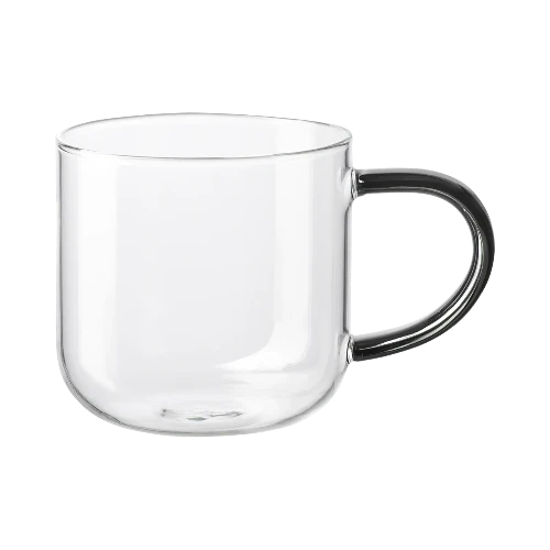 Coppa Glass Mug Grey Handle 0.4 L